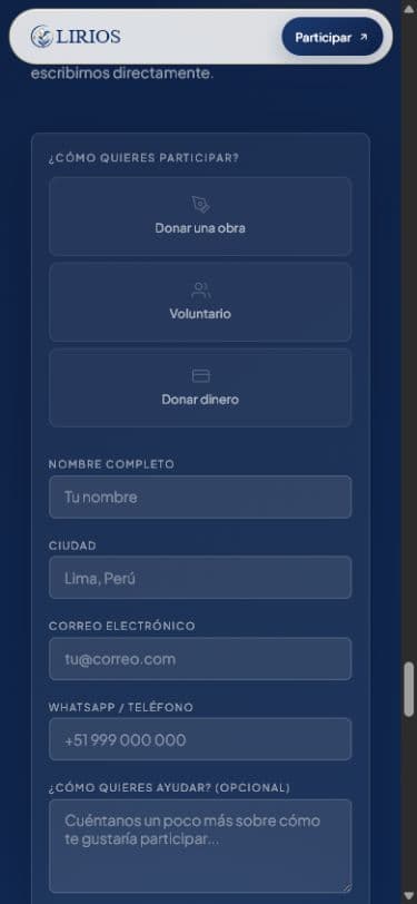 Formulario móvil de LIRIOS